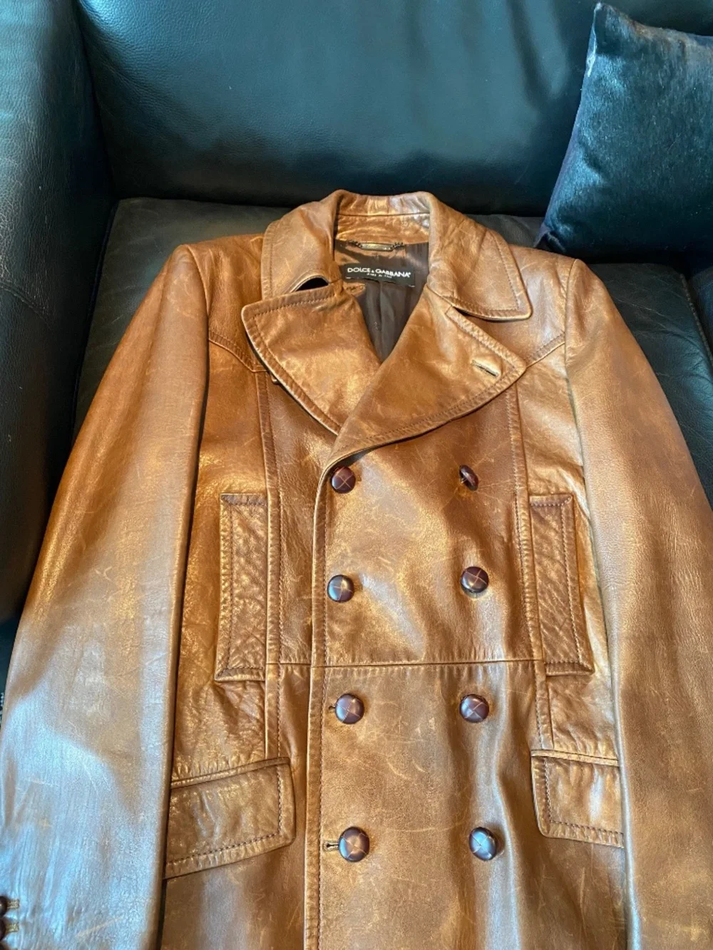 DOLCE AND GABBANA  LONG COAT leather (lamb)